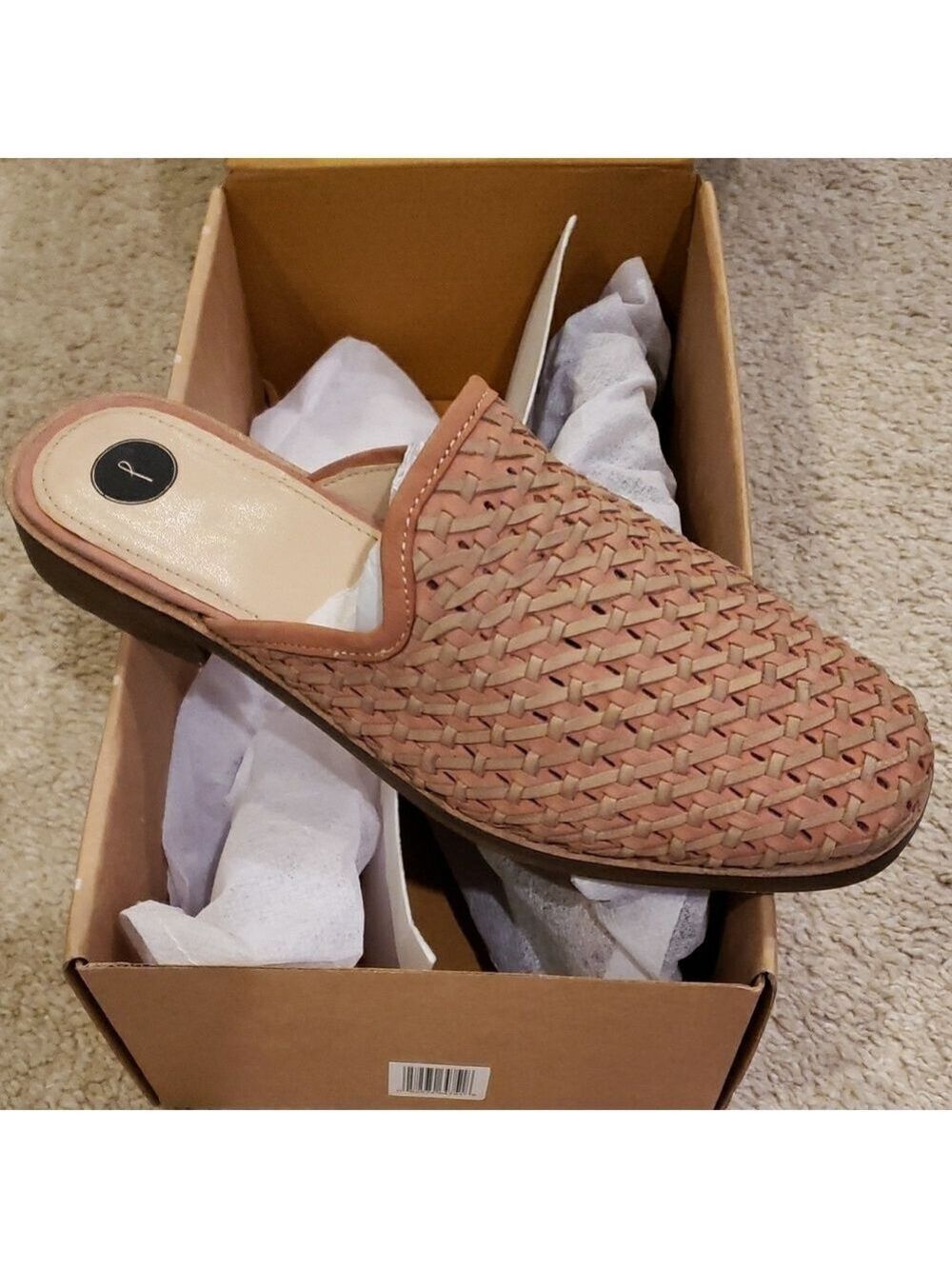 Women's Woven Slip-On Loafers - Tan & Pink Leather Size 9